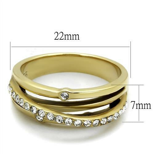 Anillo Dorado con Cristal Transparente