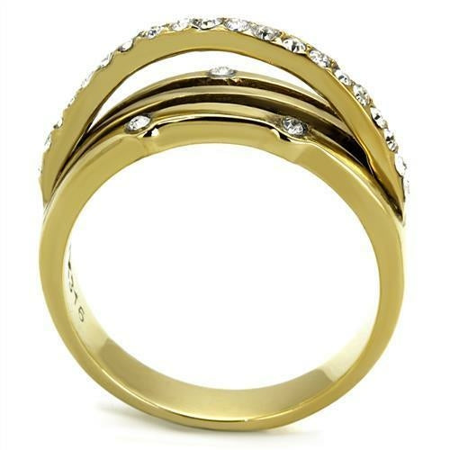 Anillo Dorado con Cristal Transparente