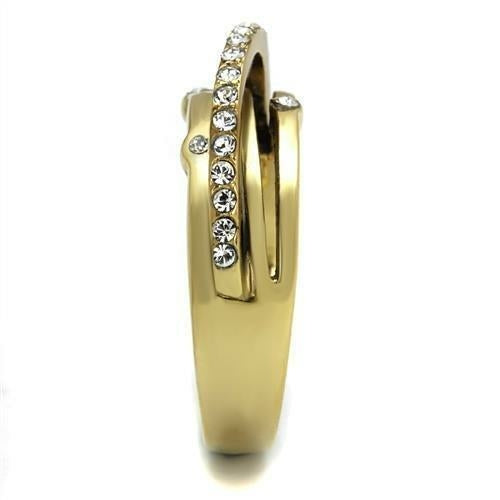 Anillo Dorado con Cristal Transparente