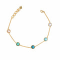 Pulsera de plata de ley con baño de oro y piedras multicolor.