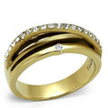 Anillo Dorado con Cristal Transparente